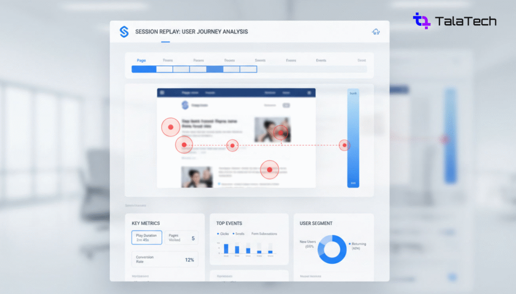 Session recording dashboard showing user journey analysis
