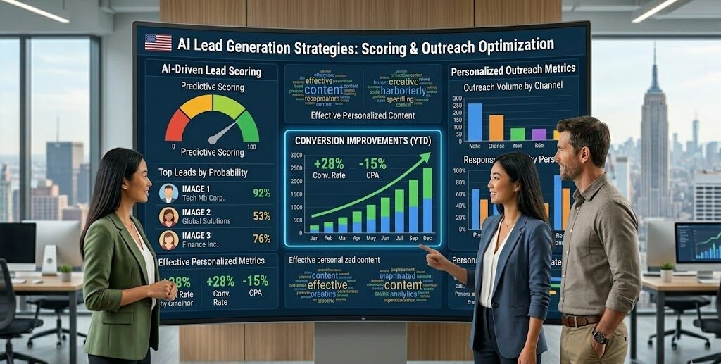 AI lead generation strategies dashboard showing conversion improvements